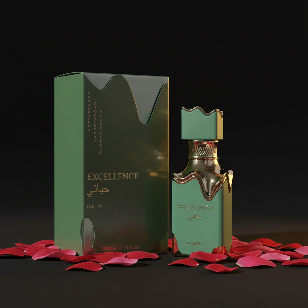 Excellence Hayati EDP pétales de rose fond sombre