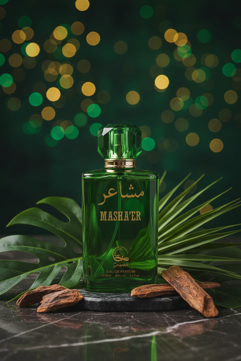 Flacon Masha'er 100ml vert émeraude ambiance orientale